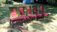 Set of FIVE Carved Oak Dining Room Chairs [07-362]
